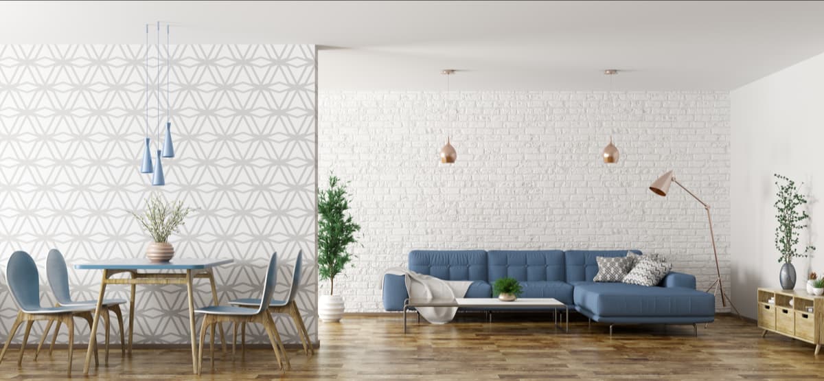 Papel tapiz de uso residencial y comercial en una habitación moderna